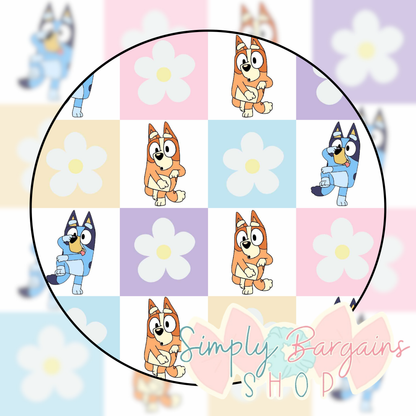 Floral Blue Dogs