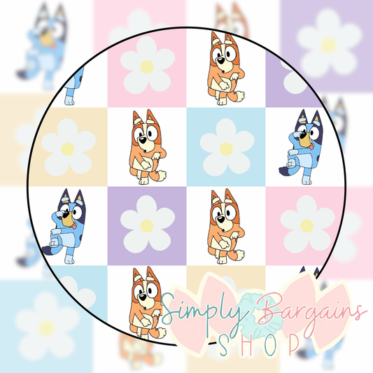 Floral Blue Dogs