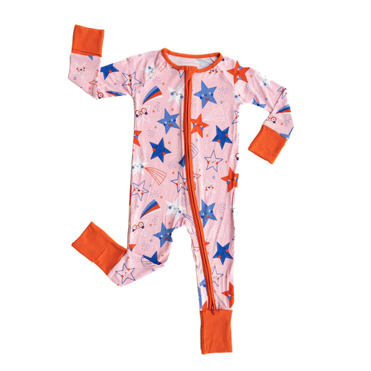 Little Sleepies Pink Stars & Stripes Zippy
